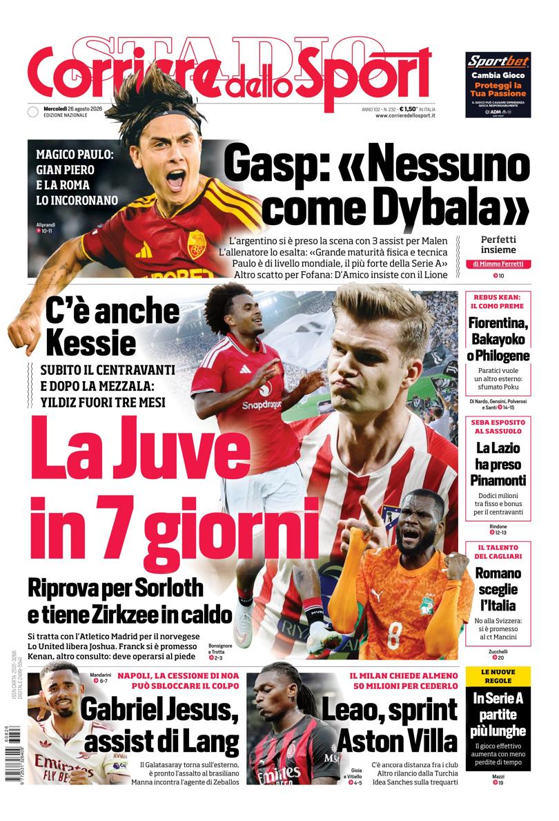 Prima pagina di oggi