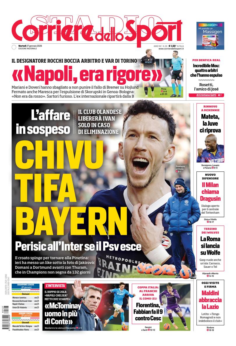 Prima pagina di oggi