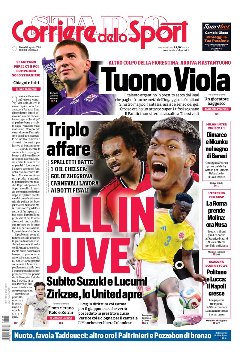 Prima pagina di oggi