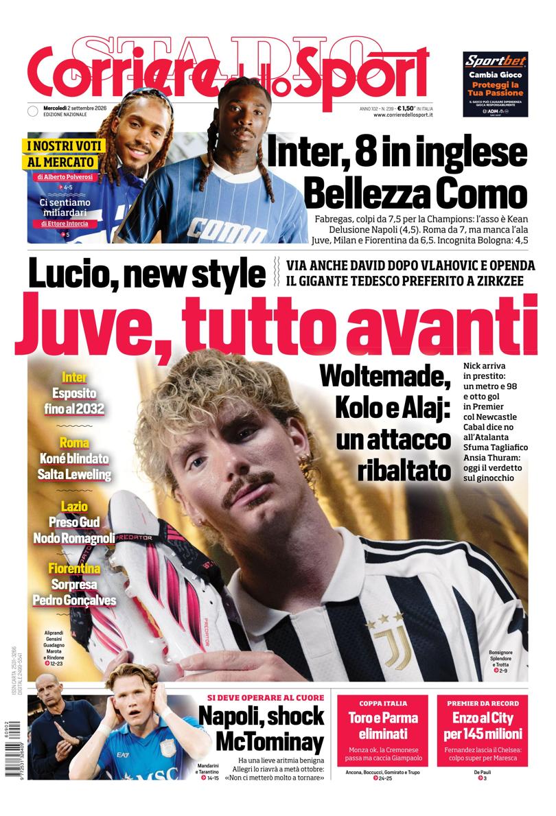 Prima pagina di oggi