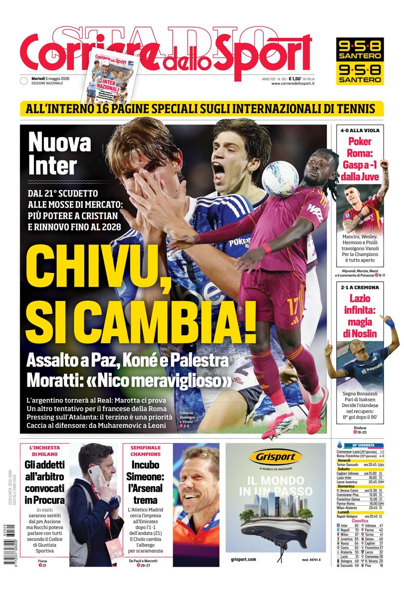 Prima pagina di oggi