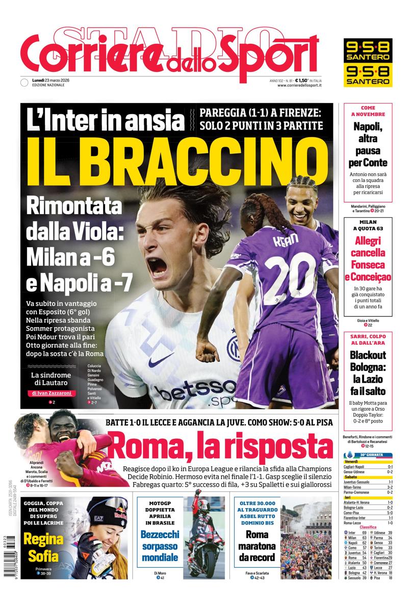Prima pagina di oggi