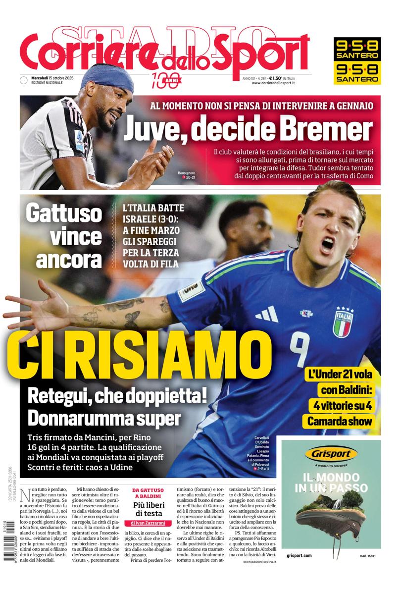 Prima pagina di oggi