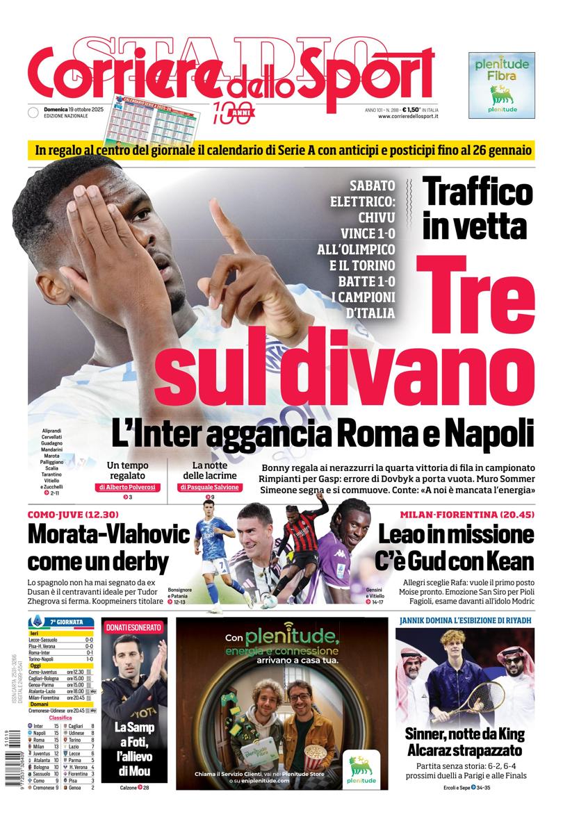 Prima pagina di oggi