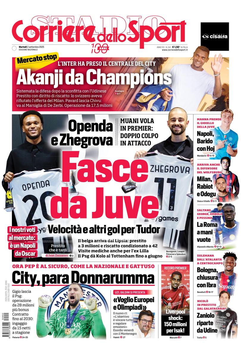 Prima pagina di oggi