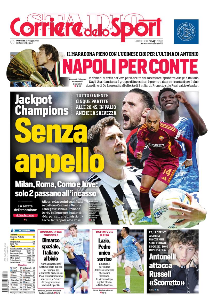 Prima pagina di oggi