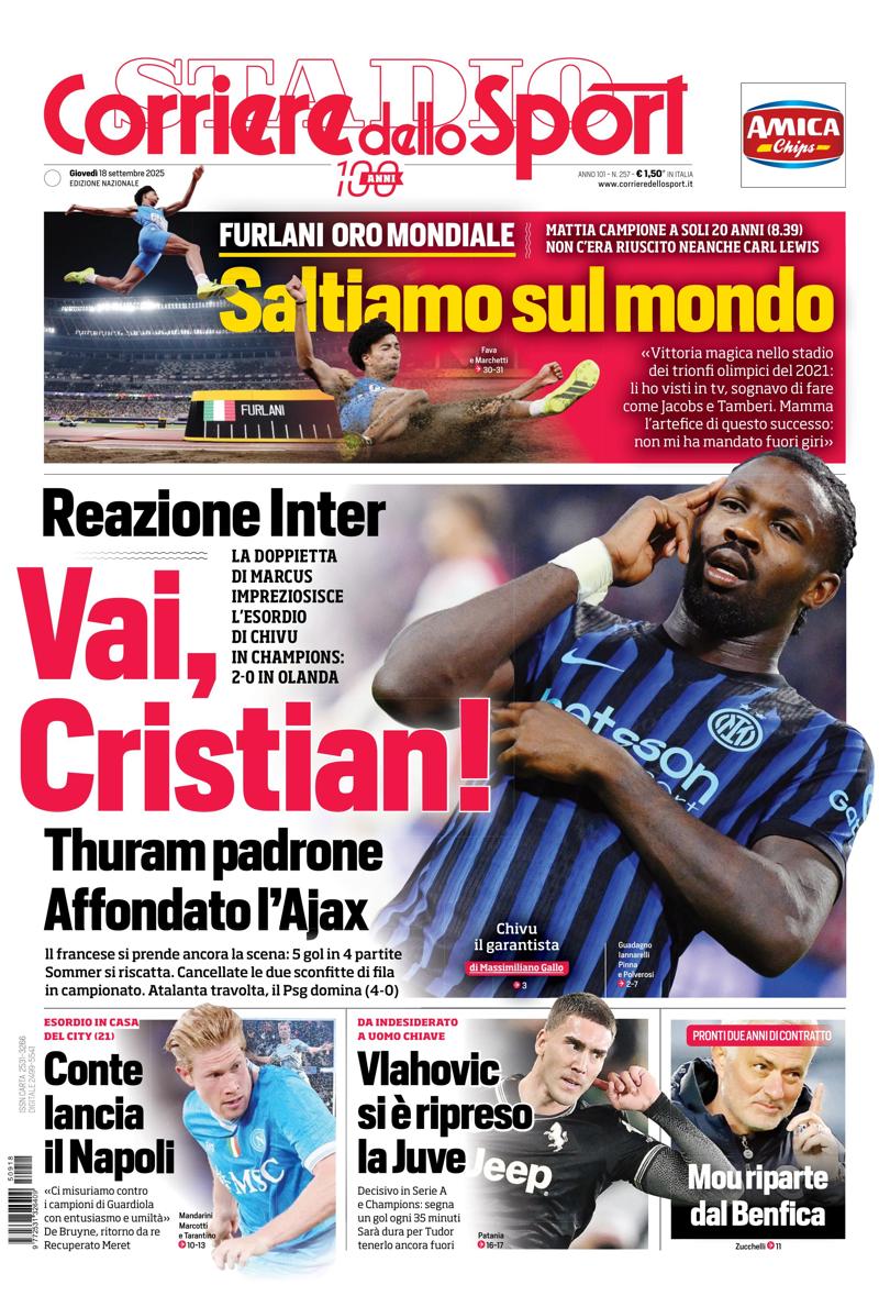 Prima pagina di oggi