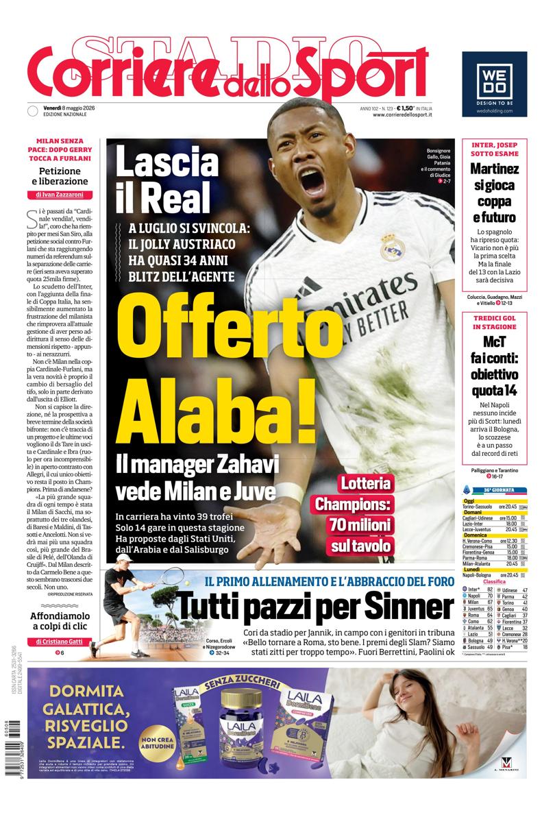 Prima pagina di oggi