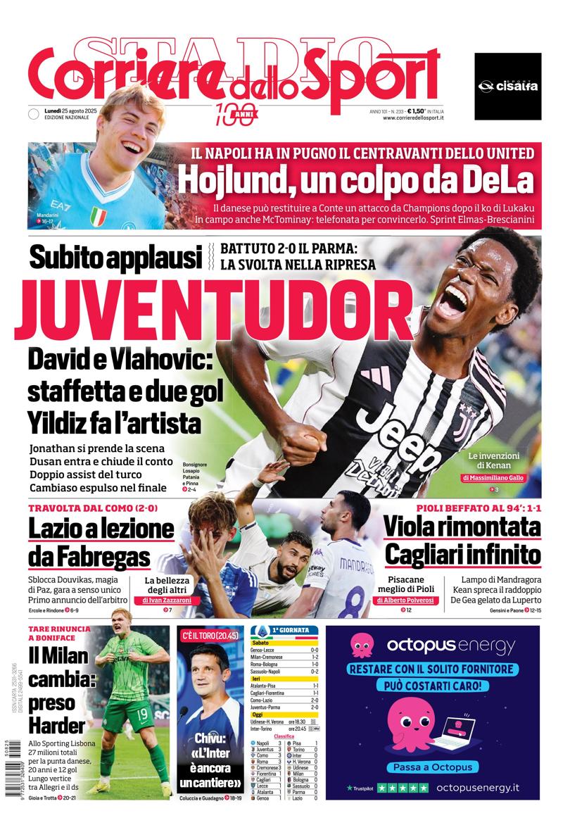 Prima pagina di oggi