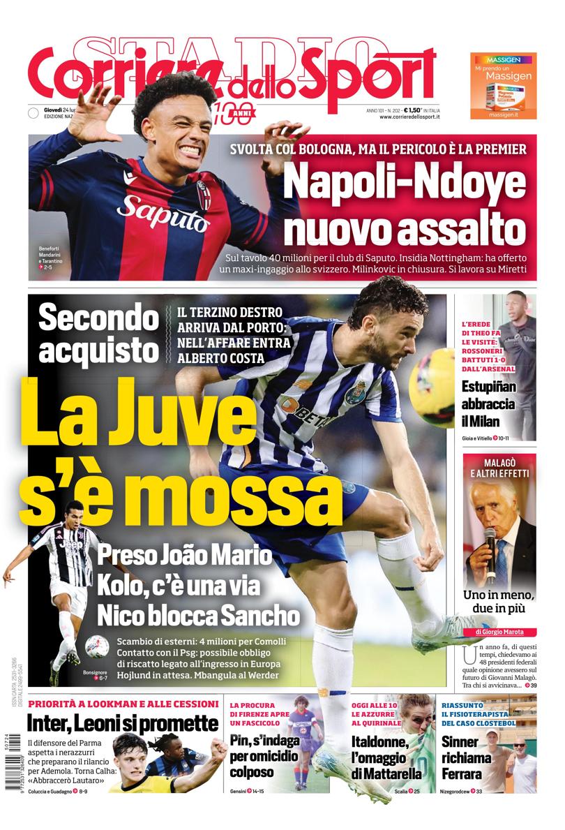 Prima pagina di oggi