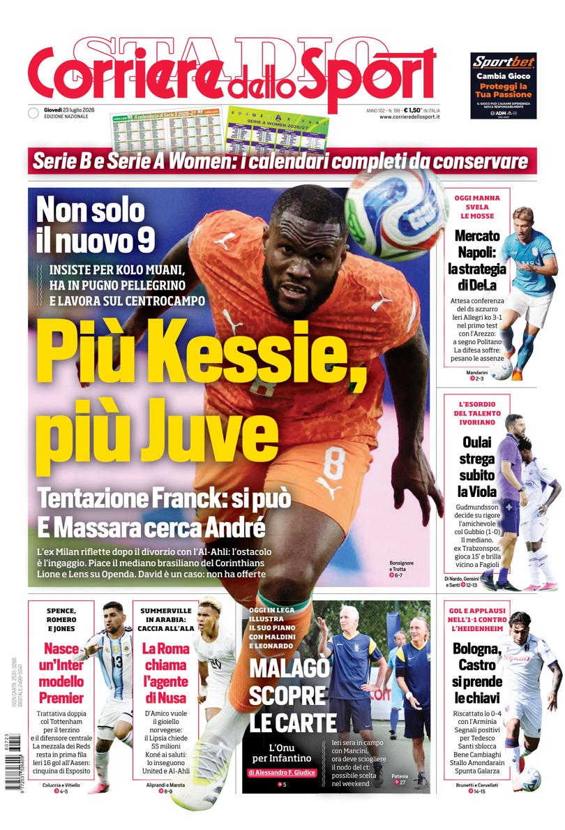 Prima pagina di oggi