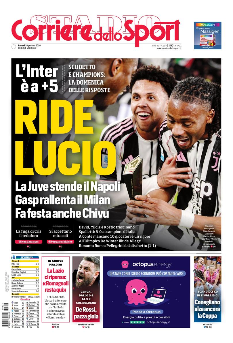 Prima pagina di oggi