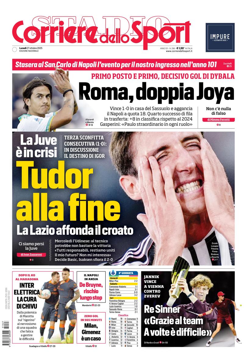Prima pagina di oggi