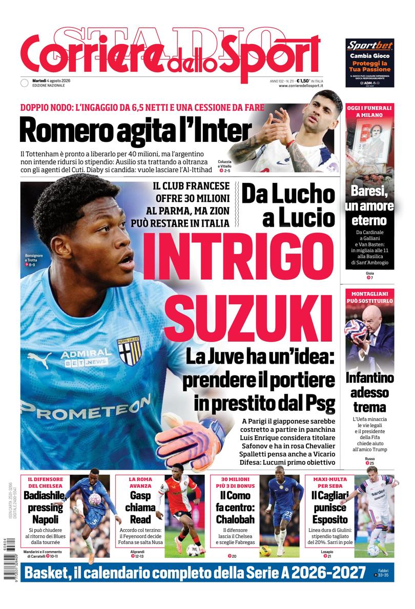 Prima pagina di oggi