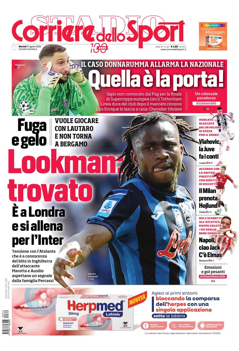 Prima pagina di oggi