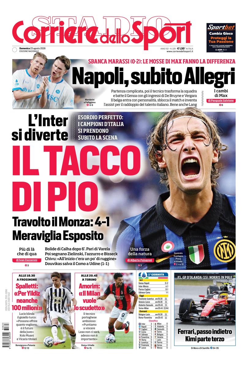Prima pagina di oggi