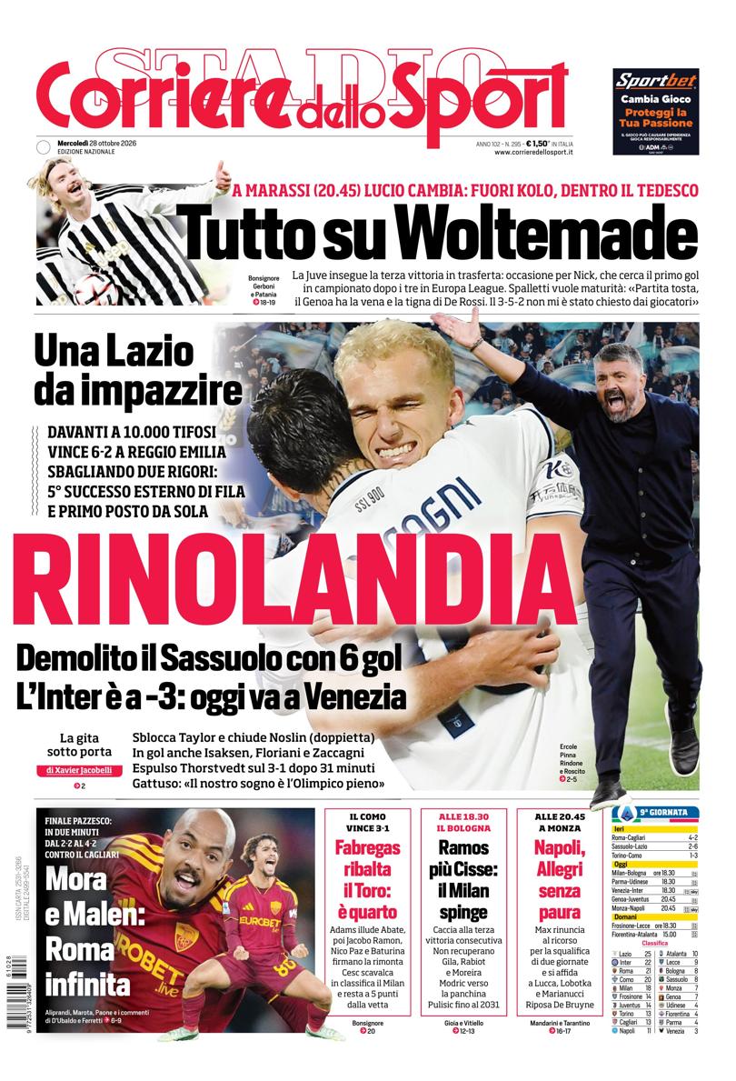 https://cdn.corrieredellosport.it/next/img/edizioni/cds/prima-pagina-naz-810x1189.jpg?v=0c25c2056b0d6b08b40dbe7b829ceeafc145c2e153e36feab718d10bc6abe246 La prima pagina del Corriere dello sport