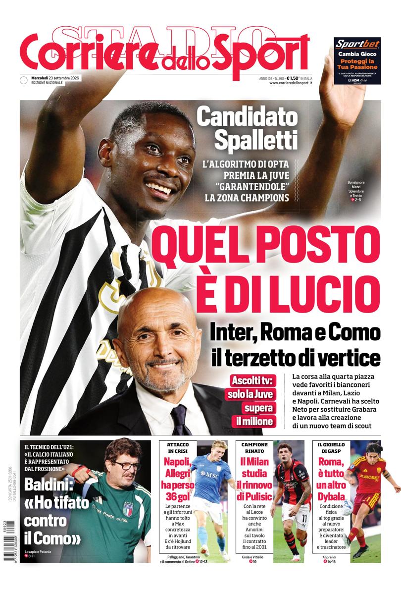 https://cdn.corrieredellosport.it/next/img/edizioni/cds/prima-pagina-naz-810x1189.jpg La prima pagina del Corriere dello sport