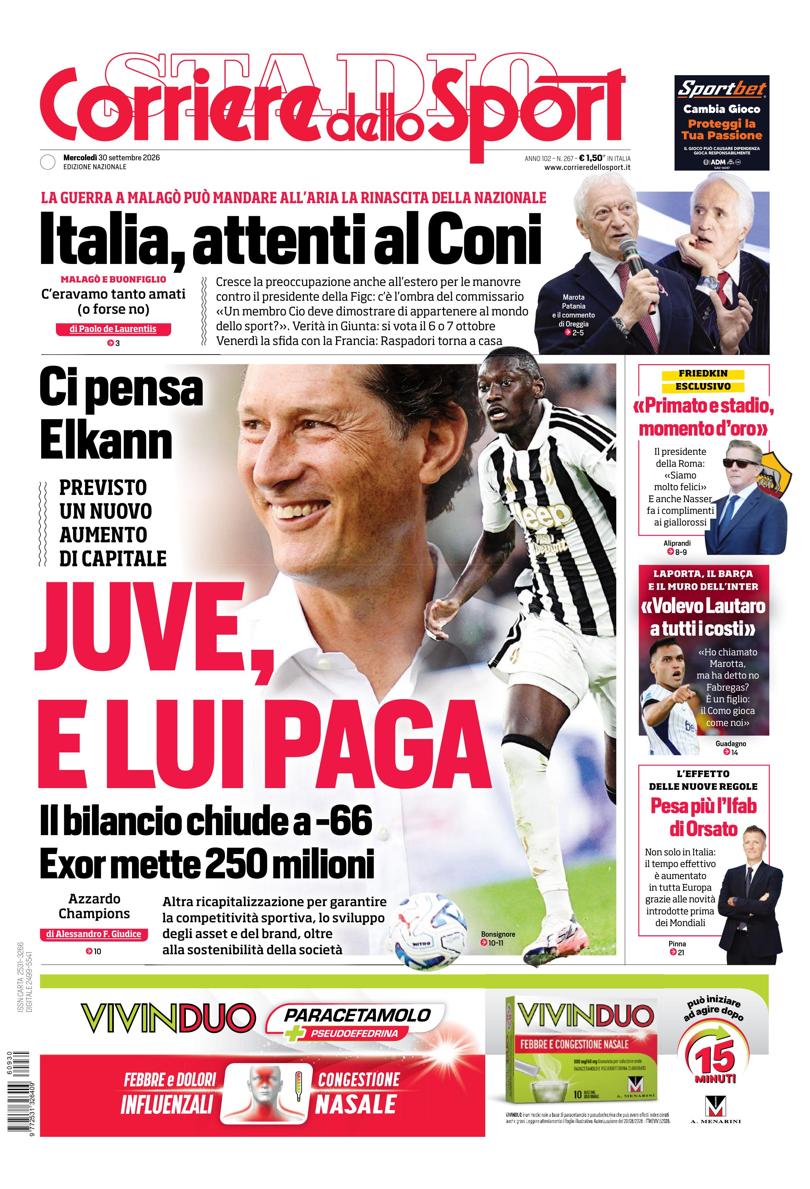 https://cdn.corrieredellosport.it/next/img/edizioni/cds/prima-pagina-naz-810x1189.jpg La prima pagina del Corriere dello sport