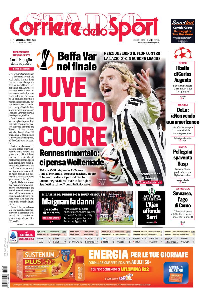 https://cdn.corrieredellosport.it/next/img/edizioni/cds/prima-pagina-naz-810x1189.jpg?v=2427cbc8a3cf50d381afce2fe70a1d312cf85a5a097f33d80d0cedad3978622b La prima pagina del Corriere dello sport