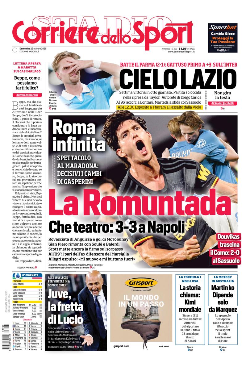 https://cdn.corrieredellosport.it/next/img/edizioni/cds/prima-pagina-naz-810x1189.jpg?v=811ea5453c8e2e375d6fef5376099169eb37188cf28d37a3906a94d50890c246 La prima pagina del Corriere dello sport